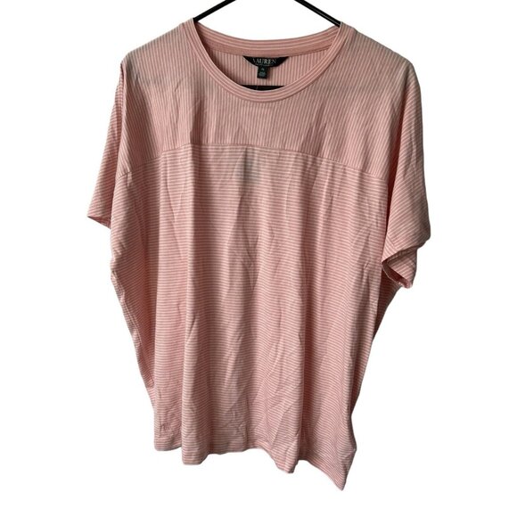 Lauren Ralph Lauren Tops - LAUREN RALPH LAUREN top womens SIZE XL BNWT Orange & White short sleeve